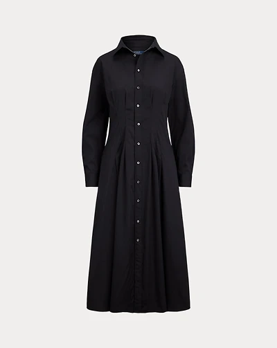 Pleated Cotton Shirtdress
