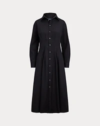 Pleated Cotton Shirtdress
