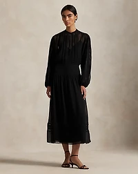 Lace-Trim Georgette Dress
