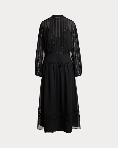 Lace-Trim Georgette Dress