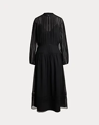 Lace-Trim Georgette Dress