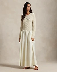 Cable-Knit Poplin Dress