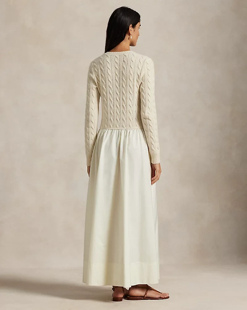 Cable-Knit Poplin Dress