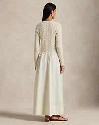 Cable-Knit Poplin Dress