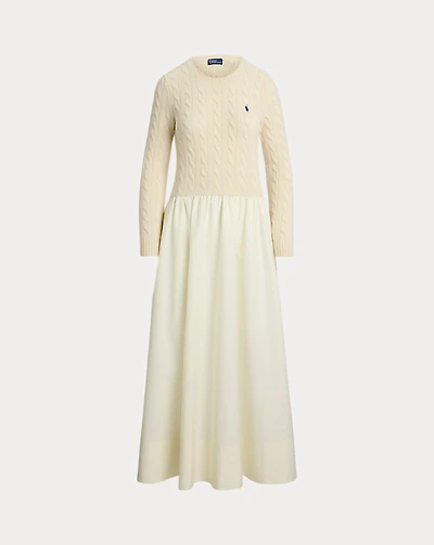 Cable-Knit Poplin Dress