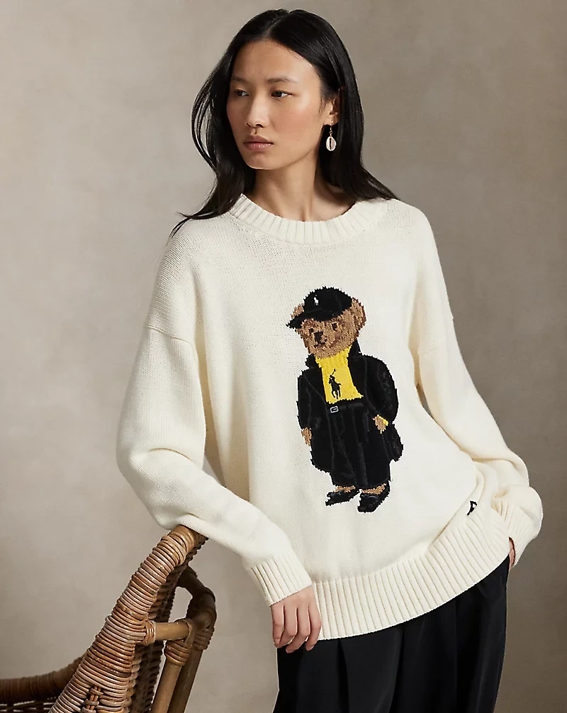 Polo Bear Cotton Crewneck Sweater