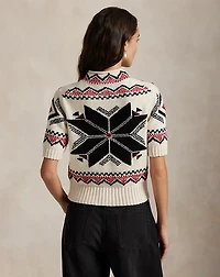 Snowflake Mockneck Short-Sleeve Sweater