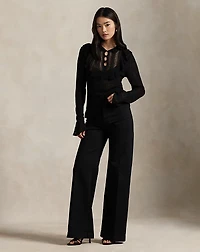 Crocheted Ruffle-Trim Sweater