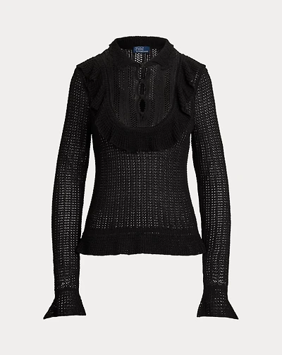 Crocheted Ruffle-Trim Sweater
