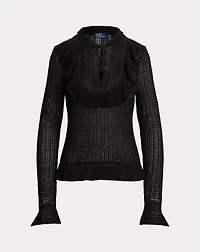 Crocheted Ruffle-Trim Sweater