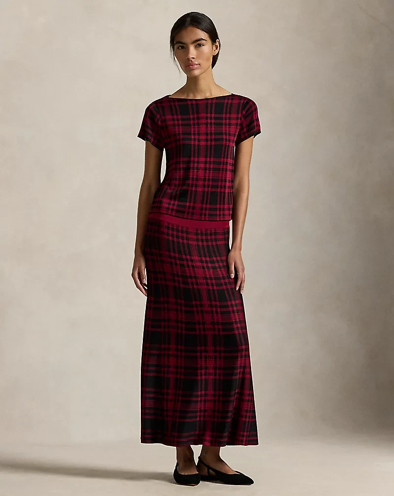 Plaid Short-Sleeve Sweater