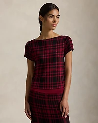 Plaid Short-Sleeve Sweater