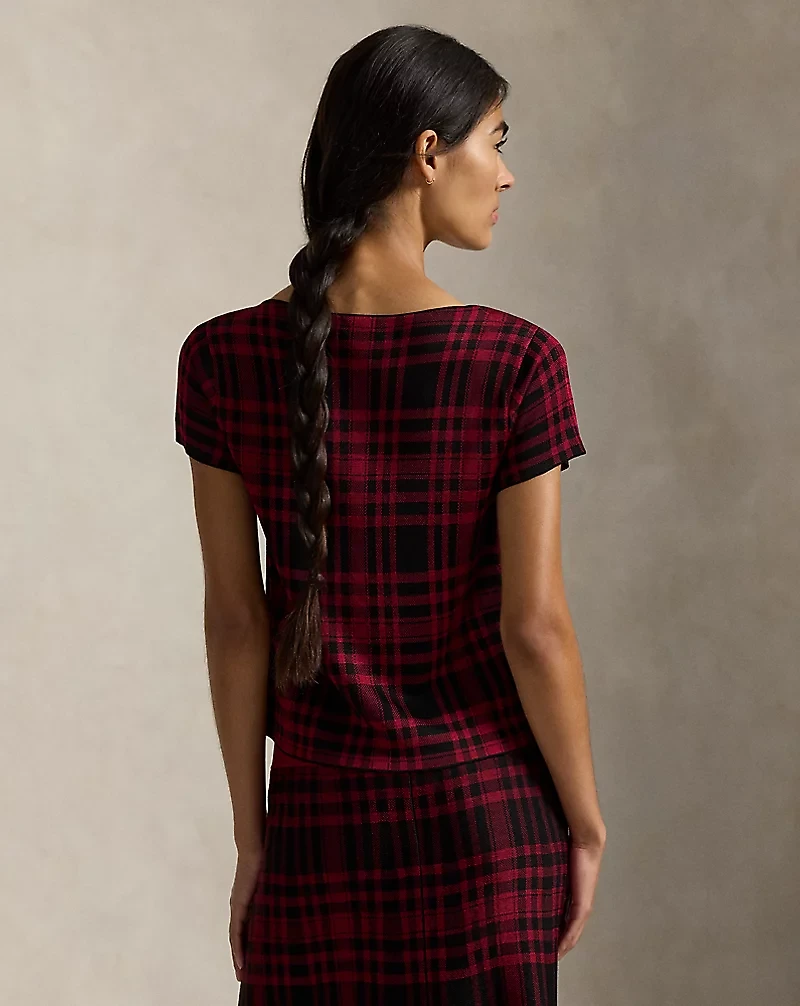 Plaid Short-Sleeve Sweater