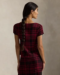 Plaid Short-Sleeve Sweater