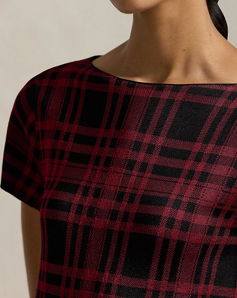 Plaid Short-Sleeve Sweater