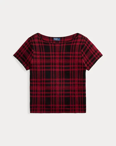 Plaid Short-Sleeve Sweater