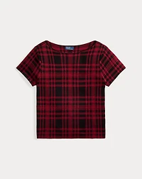 Plaid Short-Sleeve Sweater