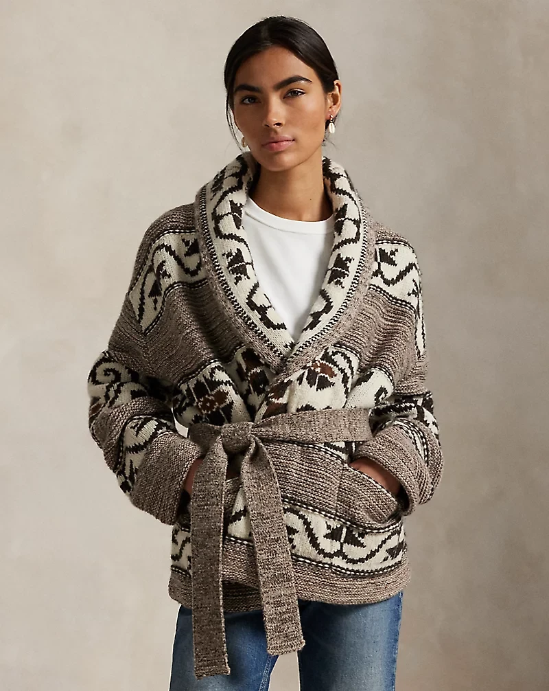 Wool-Blend Shawl-Collar Cardigan