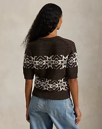Snowflake V-Neck Short-Sleeve Sweater