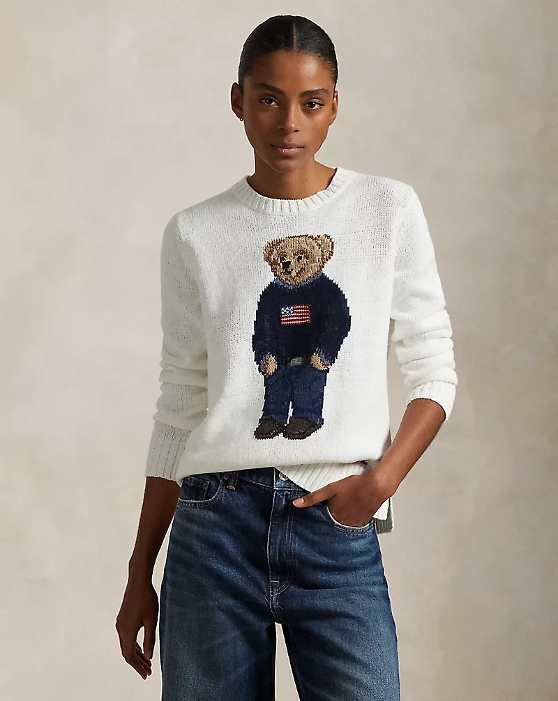 Polo Bear Linen-Cotton Crewneck Sweater