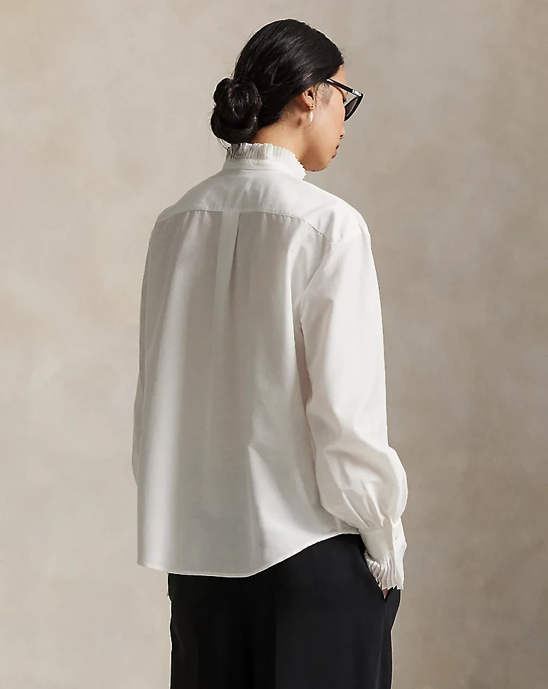 Pleated-Bib Cotton-Silk Shirt