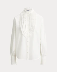 Pleated-Bib Cotton-Silk Shirt