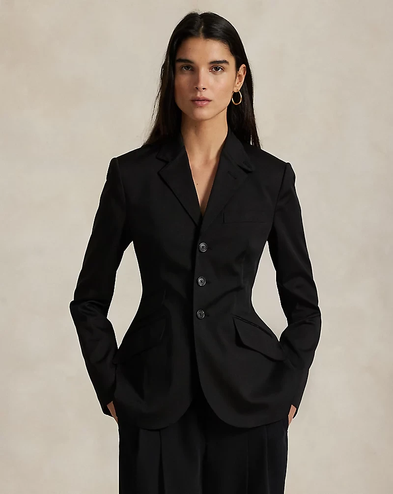 Single-Breasted Satin Hacking Jacket