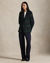 Single-Breasted Plaid Wool Blazer