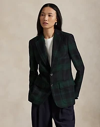 Single-Breasted Plaid Wool Blazer