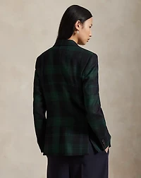 Single-Breasted Plaid Wool Blazer