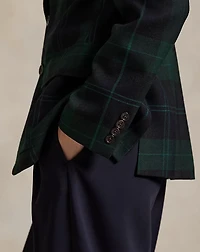 Single-Breasted Plaid Wool Blazer