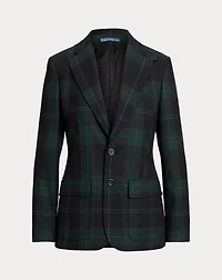 Single-Breasted Plaid Wool Blazer