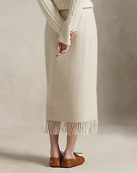 Fringe Herringbone Wrap Skirt