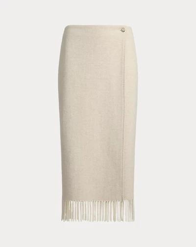 Fringe Herringbone Wrap Skirt