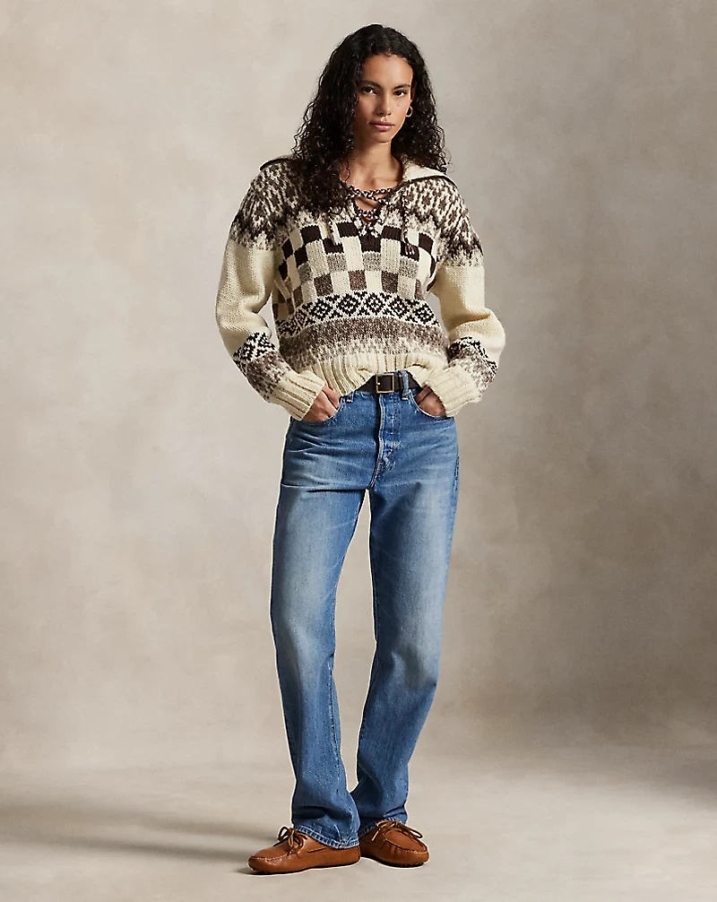 Lace-Up Wool Sweater