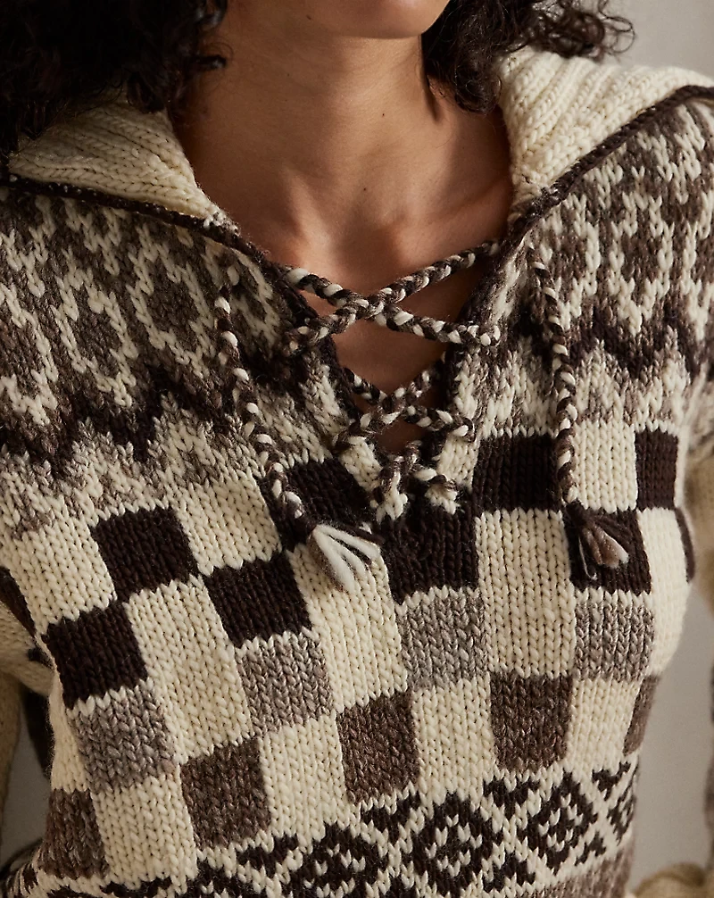 Lace-Up Wool Sweater