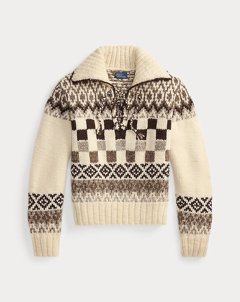 Lace-Up Wool Sweater
