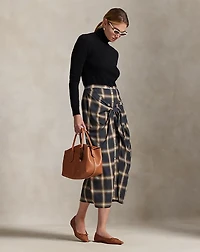 Plaid Tie-Front Skirt