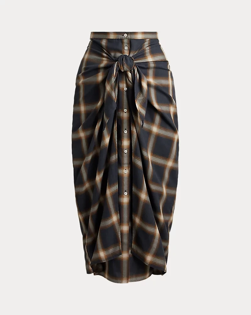 Plaid Tie-Front Skirt