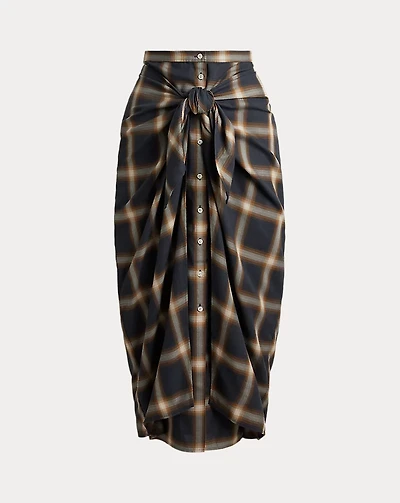 Plaid Tie-Front Skirt