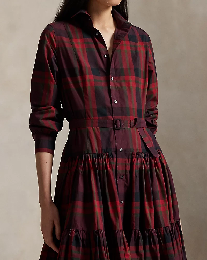Plaid Tiered Shirtdress