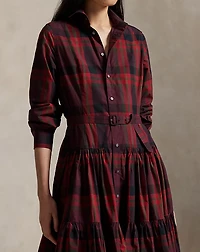 Plaid Tiered Shirtdress