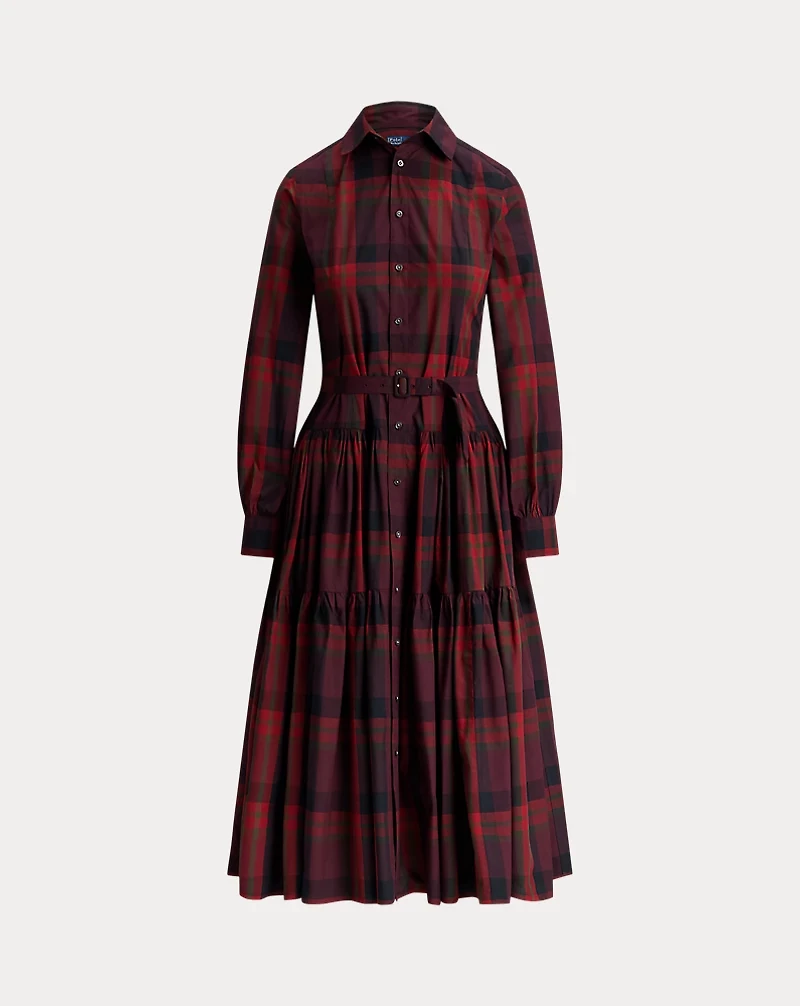 Plaid Tiered Shirtdress