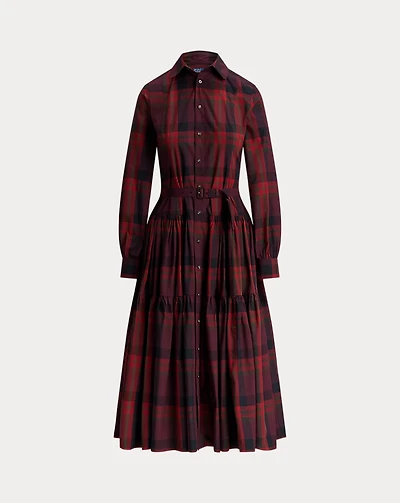 Plaid Tiered Shirtdress