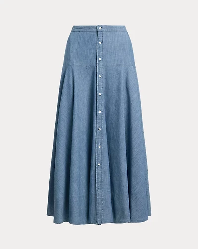 Cotton Chambray A-Line Skirt