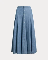 Cotton Chambray A-Line Skirt
