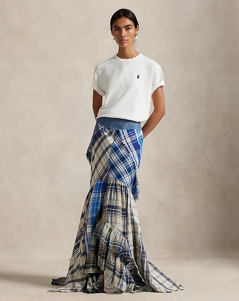 Patchwork Plaid Scarf Skirt