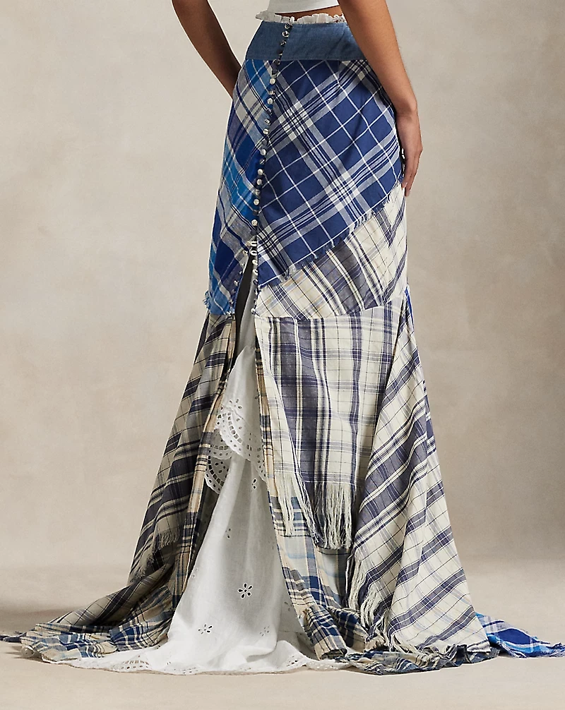 Patchwork Plaid Scarf Skirt