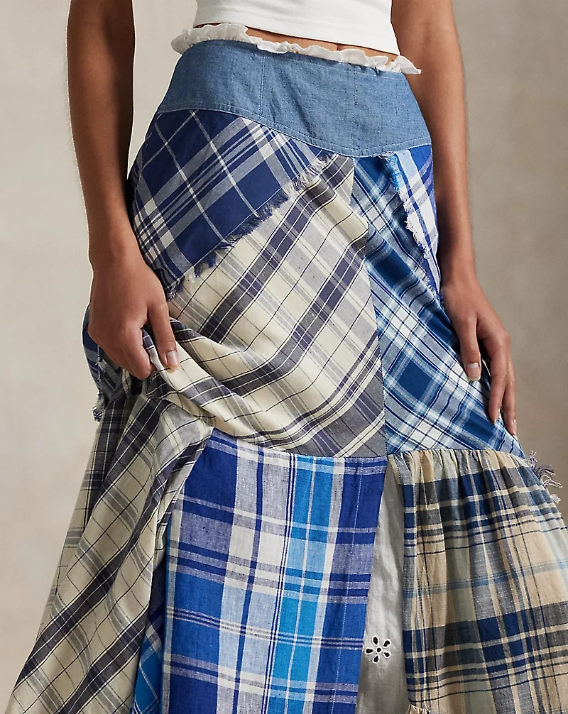 Patchwork Plaid Scarf Skirt