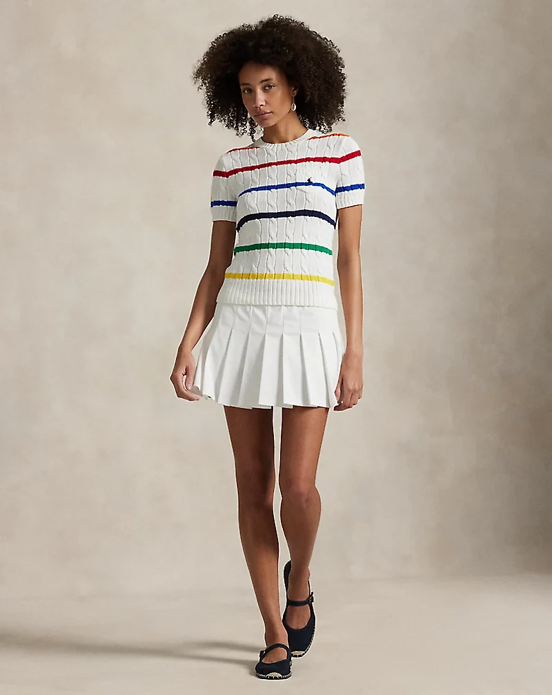 US Open Striped Cable Cotton Sweater